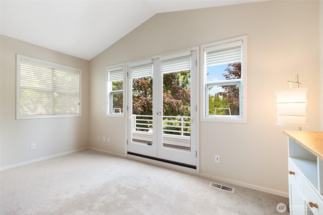 11211 NE 106th Pl, Kirkland, WA 98033 - doorway featuring light carpet and vaulted ceiling