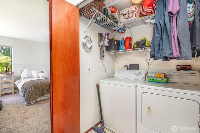 5310 SW College St, Seattle, WA 98116 - laundry room with independent washer and dryer and carpet floors