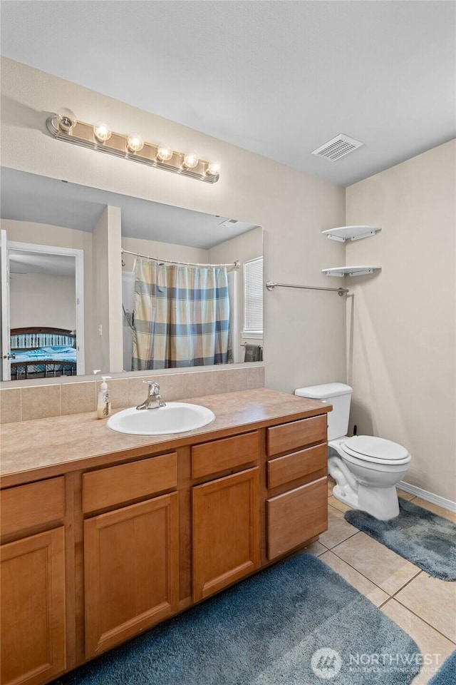 5468 Balustrade Blvd SE, Lacey, WA 98513 - full bath with vanity, tile patterned flooring, and curtained shower
