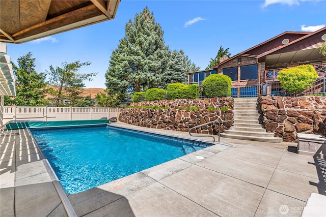 3822 School St, Wenatchee, WA 98801 - view of swimming pool with stairway and a patio