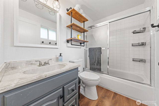 13402 60th Dr SE, Everett, WA 98208 - full bath with vanity, shower / bath combination with glass door, and wood finished floors