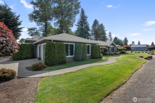 2322 Rice Rd, Chehalis, WA 98532 - ranch-style house with an attached garage, a front lawn, and concrete driveway