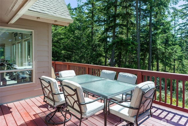 227 Bromley Dr, Orcas Island, WA 98245 - wooden deck with outdoor dining space