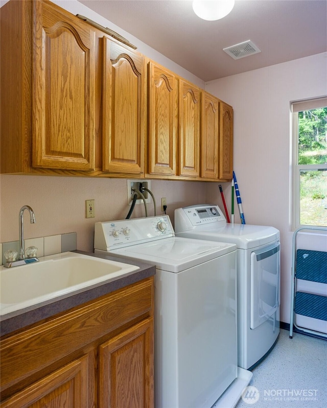 227 Bromley Dr, Orcas Island, WA 98245 - laundry room with independent washer and dryer, cabinet space, and heating unit