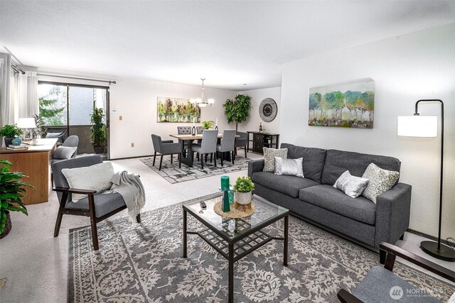 1130 5th Ave S Unit 103, Edmonds, WA 98020 - carpeted living area with a chandelier