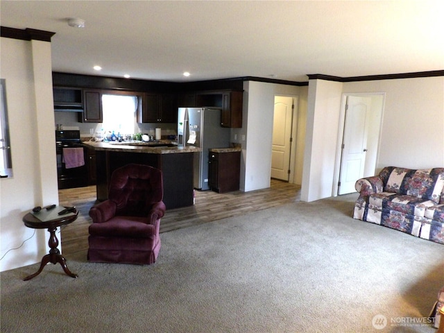 24919 Hoehn Rd Unit 65, Sedro Woolley, WA 98284 - living room with ornamental molding, light carpet, and recessed lighting
