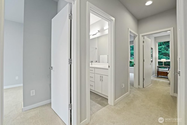 8015 NE 116th Pl, Kirkland, WA 98034 - hallway with light carpet and recessed lighting
