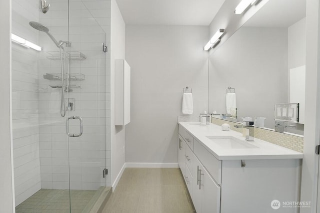 8015 NE 116th Pl, Kirkland, WA 98034 - bathroom featuring double vanity and a stall shower