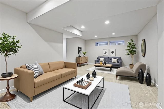 8015 NE 116th Pl, Kirkland, WA 98034 - living room featuring baseboards and recessed lighting