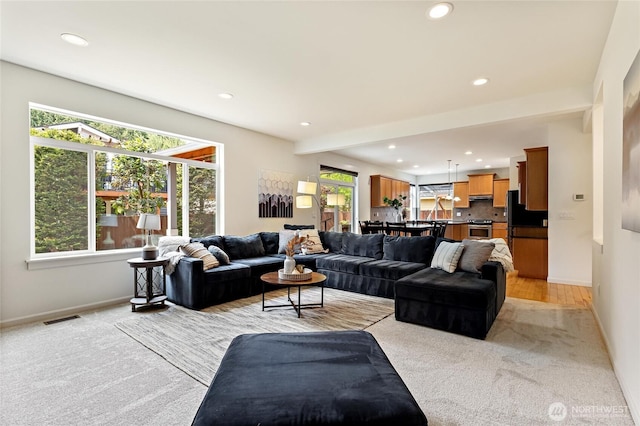 416 199th Pl SE, Bothell, WA 98012 - living room with light carpet and recessed lighting