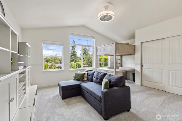 416 199th Pl SE, Bothell, WA 98012 - living area featuring light colored carpet and lofted ceiling