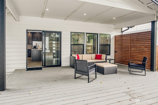 793 Island Cir SE, Ocean Shores, WA 98569 - wooden terrace featuring an outdoor hangout area