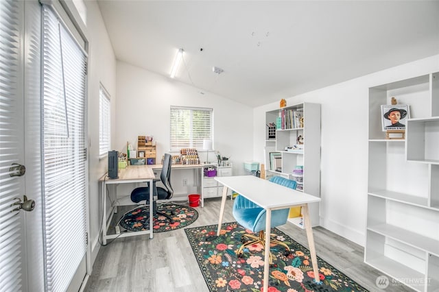 793 Island Cir SE, Ocean Shores, WA 98569 - office space featuring wood finished floors and vaulted ceiling