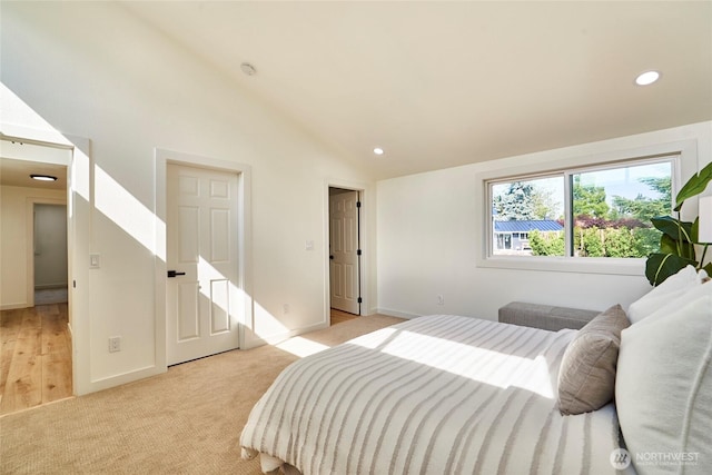 27409 146th Ave SE, Kent, WA 98042 - bedroom with vaulted ceiling, recessed lighting, and light carpet
