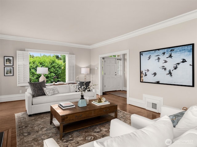 526 W Kinnear Pl, Seattle, WA 98119 - living area featuring crown molding and wood finished floors