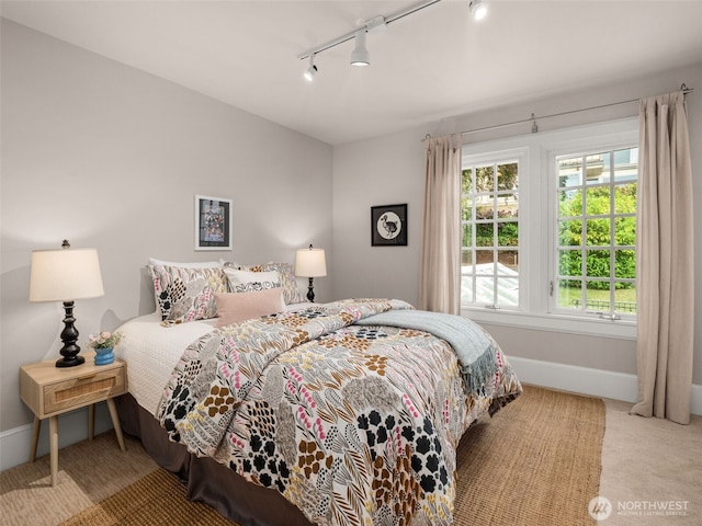 526 W Kinnear Pl, Seattle, WA 98119 - bedroom with rail lighting and carpet