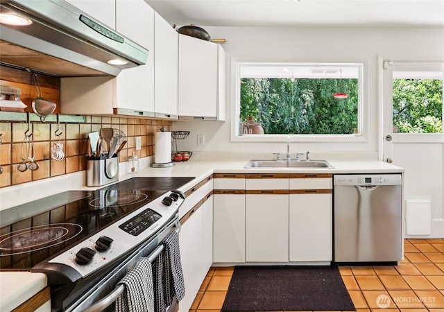 5325 Monta Vista Dr E, Edgewood, WA 98372 - kitchen with stainless steel appliances, under cabinet range hood, and white cabinets