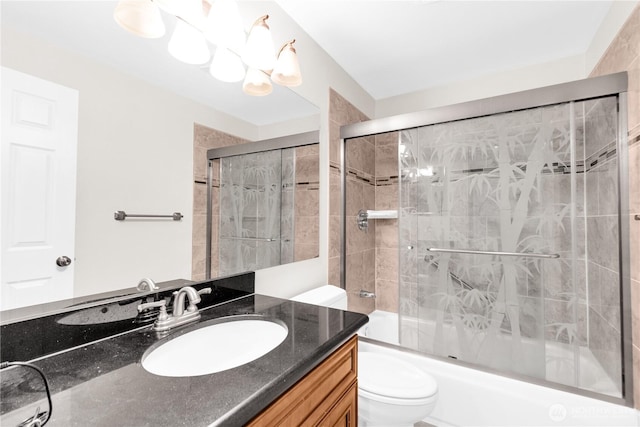 1628 118th Ave SE Unit F316, Bellevue, WA 98005 - bathroom with vanity, combined bath / shower with glass door, and a chandelier