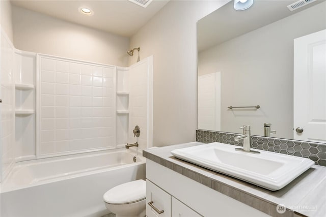 411 205th St SW Unit A, Lynnwood, WA 98036 - bathroom featuring vanity, shower / tub combination, recessed lighting, and tasteful backsplash