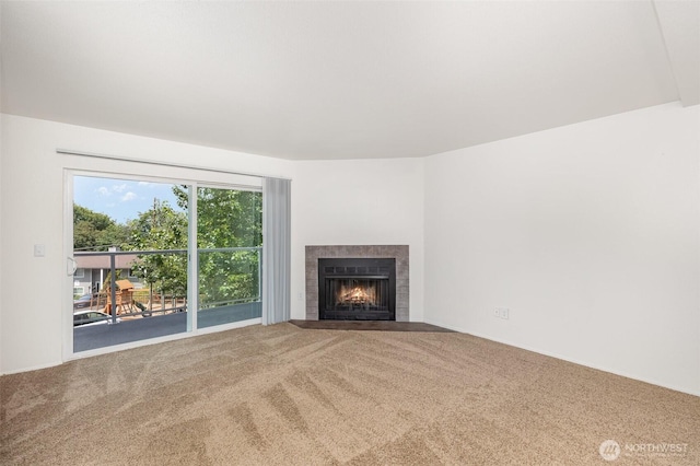 31308 107th Pl SE Unit B1, Auburn, WA 98092 - unfurnished living room featuring carpet and a fireplace with flush hearth