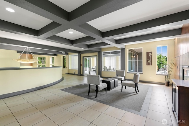225 Logan Ave S Unit B355, Renton, WA 98057 - reception area with beamed ceiling, coffered ceiling, and recessed lighting