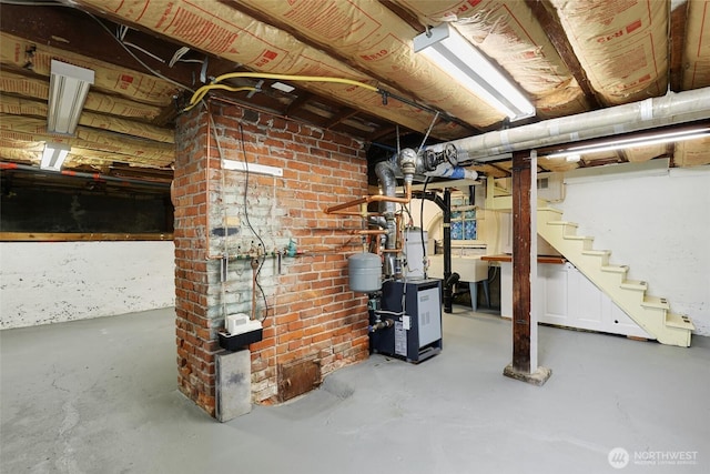 3402 N 28th St, Tacoma, WA 98407 - unfinished basement with stairs and a heating unit