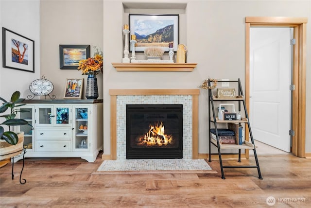 17356 Red Hawk Ct, Mount Vernon, WA 98274 - sitting room featuring wood finished floors and a tile fireplace