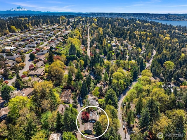6160 W Mercer Way, Mercer Island, WA 98040 - drone / aerial view of a heavily wooded area and a large body of water