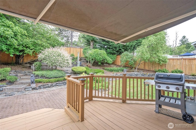 2003 88th Ave W, University Place, WA 98466 - wooden terrace with a fenced backyard and area for grilling
