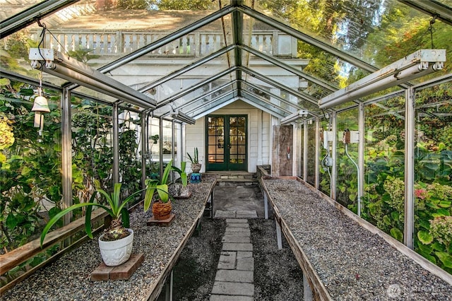 2425 Evergreen Point Rd, Medina, WA 98039 - sunroom featuring french doors and vaulted ceiling