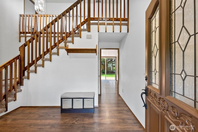 13222 76th Avenue Ct E, Puyallup, WA 98373 - entrance foyer featuring wood finished floors, stairs, and a high ceiling