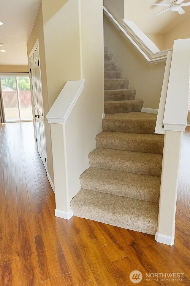 20211 85th Avenue Ct E, Spanaway, WA 98387 - stairs featuring wood finished floors and ceiling fan