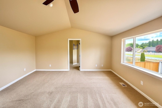 20211 85th Avenue Ct E, Spanaway, WA 98387 - unfurnished room featuring vaulted ceiling, carpet flooring, and ceiling fan