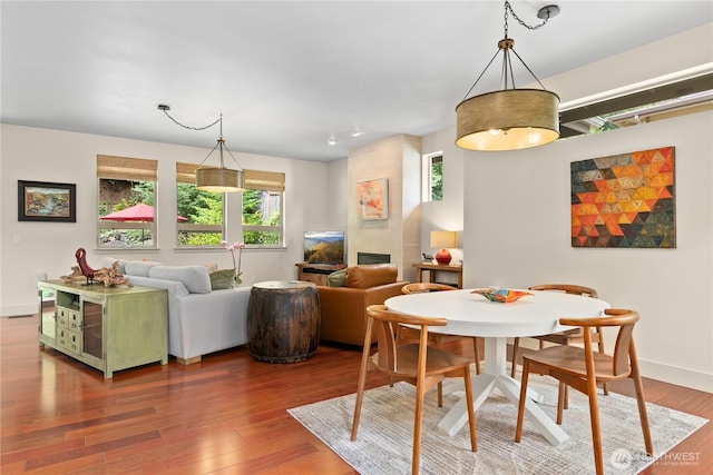 1129 Birch Falls Dr, Bellingham, WA 98229 - dining area featuring wood finished floors and a tiled fireplace