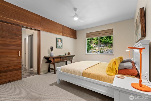 1129 Birch Falls Dr, Bellingham, WA 98229 - bedroom featuring light colored carpet and ceiling fan