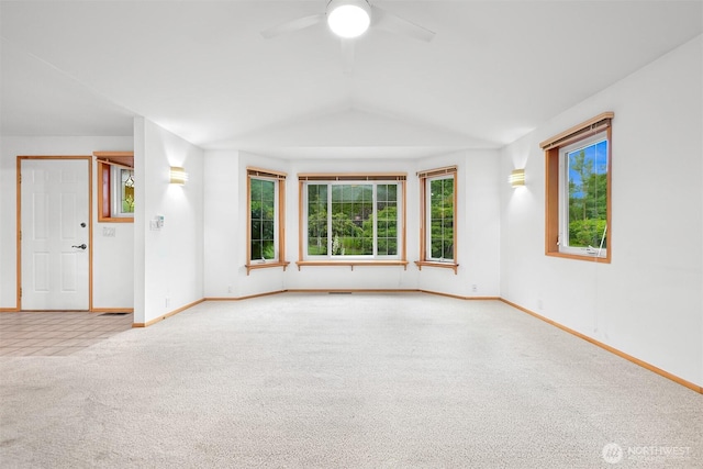 5788 Hannegan Rd, Bellingham, WA 98226 - unfurnished room featuring carpet floors, ceiling fan, and vaulted ceiling