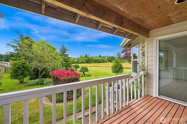 5788 Hannegan Rd, Bellingham, WA 98226 - wooden terrace with a lawn and view of wooded area