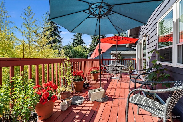 32867 42nd Pl SW, Federal Way, WA 98023 - wooden terrace featuring outdoor dining space
