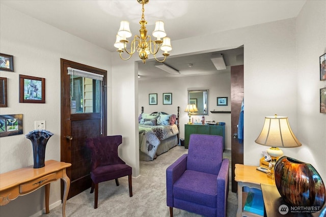 1125 Vista Pl, Edmonds, WA 98020 - living area featuring light carpet and a chandelier