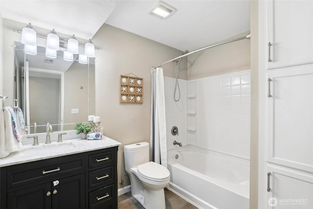 1871 Hillside Dr NE, Tacoma, WA 98422 - full bathroom with vanity, shower / bath combo, and wood finished floors