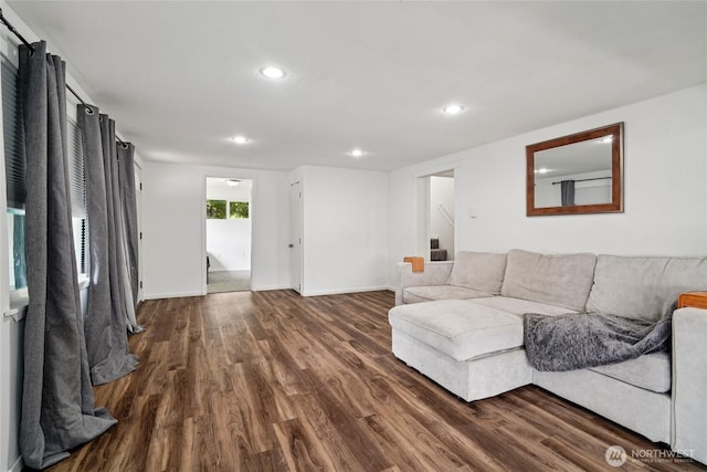 6817 S D St, Tacoma, WA 98408 - living room featuring dark wood finished floors and recessed lighting