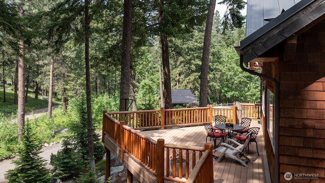 7905 Mountain Home Rd, Leavenworth, WA 98826 - deck with a wooded view