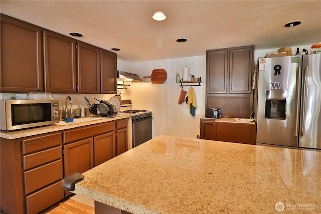11219 4th Pl S, Seattle, WA 98168 - kitchen featuring stainless steel appliances, under cabinet range hood, recessed lighting, and light wood finished floors