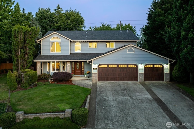 1732 NW 29th Cir, Camas, WA 98607 - traditional home featuring an attached garage, concrete driveway, a front yard, covered porch, and roof with shingles