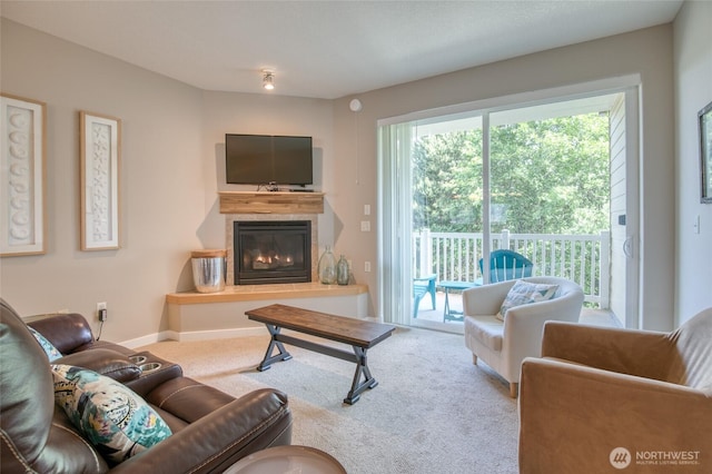 262 Oyhut Bay Blvd SW Unit 204, Ocean Shores, WA 98569 - living room with carpet flooring and a glass covered fireplace