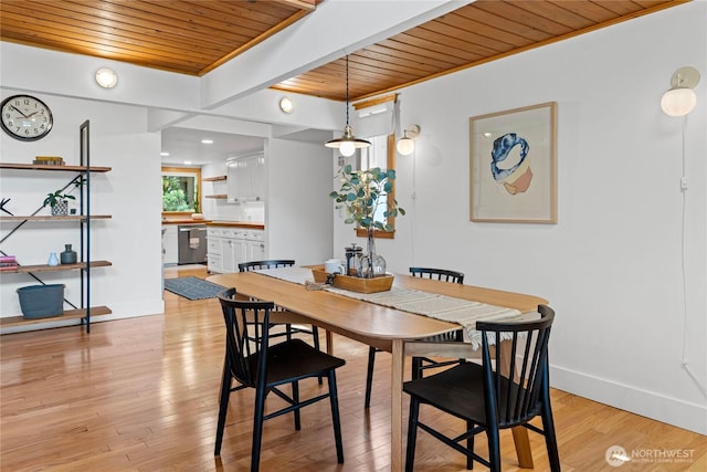 3555 S Holmes View Dr, Langley, WA 98260 - dining space with wooden ceiling and light wood finished floors
