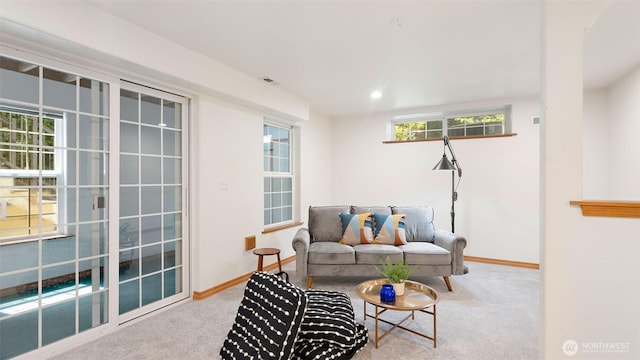 4762 NE Tree Ridge Ln, Poulsbo, WA 98370 - carpeted living area with baseboards and recessed lighting