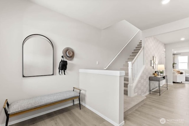 11433 SE 84th St Unit 41, Newcastle, WA 98056 - stairs featuring wood finished floors and recessed lighting