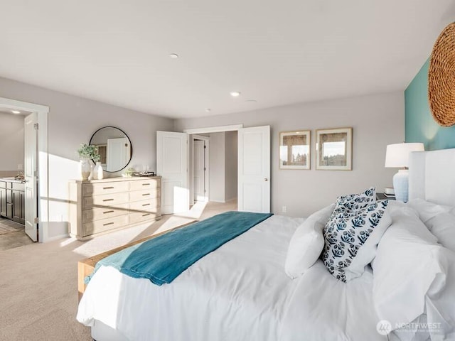 11433 SE 84th St Unit 41, Newcastle, WA 98056 - bedroom with light carpet and recessed lighting