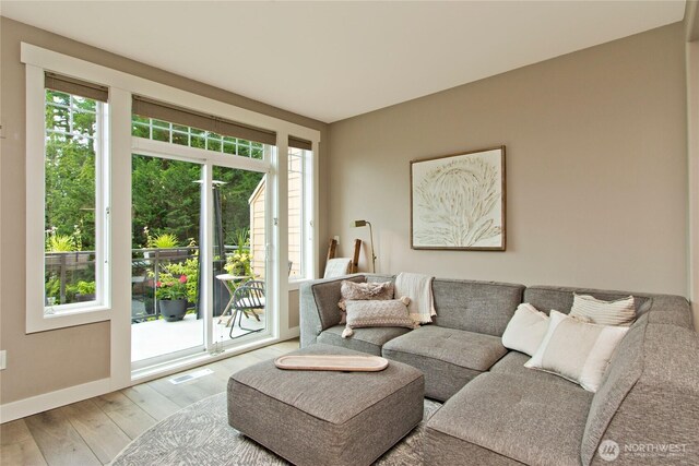 23300 SE Black Nugget Rd Unit J3, Issaquah, WA 98029 - living area featuring hardwood / wood-style flooring and plenty of natural light
